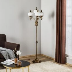 Lampadaire 4 Lampes Delia, Laiton Ancien -EGLO || By Rydens || Lucande Soldes 7254025 2