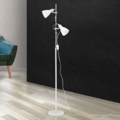 Lampadaire School Avec Deux Spots, Blanc -EGLO || By Rydens || Lucande Soldes 7255546 2