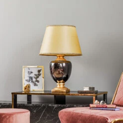 Lampe à Poser Mozart En Gris Miroir/dorée -EGLO || By Rydens || Lucande Soldes 8603005 2