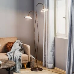 Lampadaire Rosina Avec 2 Abat-jour En Céramique