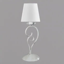 Lampe à Poser Pompei H. 50cm Abat-jour Tissu Blanc