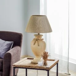 Lampe à Poser Treccia Avec Abat-jour En Tissu -EGLO || By Rydens || Lucande Soldes 8603256 2