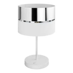 Lampe à Poser Hilton, Blanche/argentée