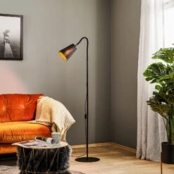 Lampadaire Wire, Noir-doré