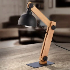 Envostar Stort Lampe à Poser Avec Barres De Bois -EGLO || By Rydens || Lucande Soldes 9050285 4
