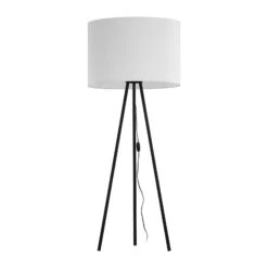 Lampadaire Winston, Trépied, Abat-jour Blanc