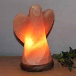 Lampe De Sel Ange Avec Socle, Ambre
