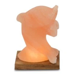Lampe De Sel LED Dauphin Avec Socle, Ambre
