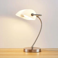 Lampe De Banquier Selea Avec Abat-jour Verre Blanc -EGLO || By Rydens || Lucande Soldes 9621921 4