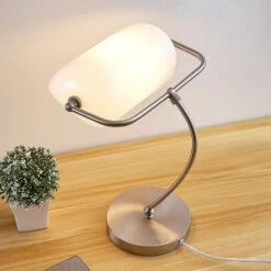 Lampe De Banquier Selea Avec Abat-jour Verre Blanc -EGLO || By Rydens || Lucande Soldes 9621921 5