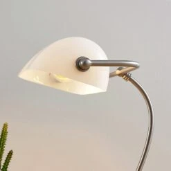 Lampe De Banquier Selea Avec Abat-jour Verre Blanc -EGLO || By Rydens || Lucande Soldes 9621921 6