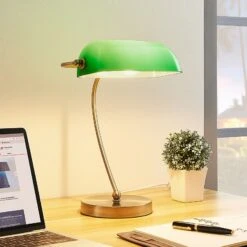 Lampe De Banquier Selea Avec Abat-jour Vert