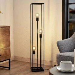 Lindby Krisha Lampadaire En Acier Noir, à 3 Lampes