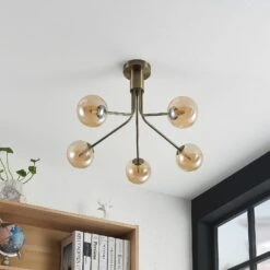 Lucande Wynona Plafonnier à 5 Lampes Laiton Ancien -EGLO || By Rydens || Lucande Soldes 9627300 2