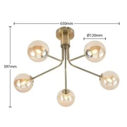 Lucande Wynona Plafonnier à 5 Lampes Laiton Ancien -EGLO || By Rydens || Lucande Soldes 9627300 4