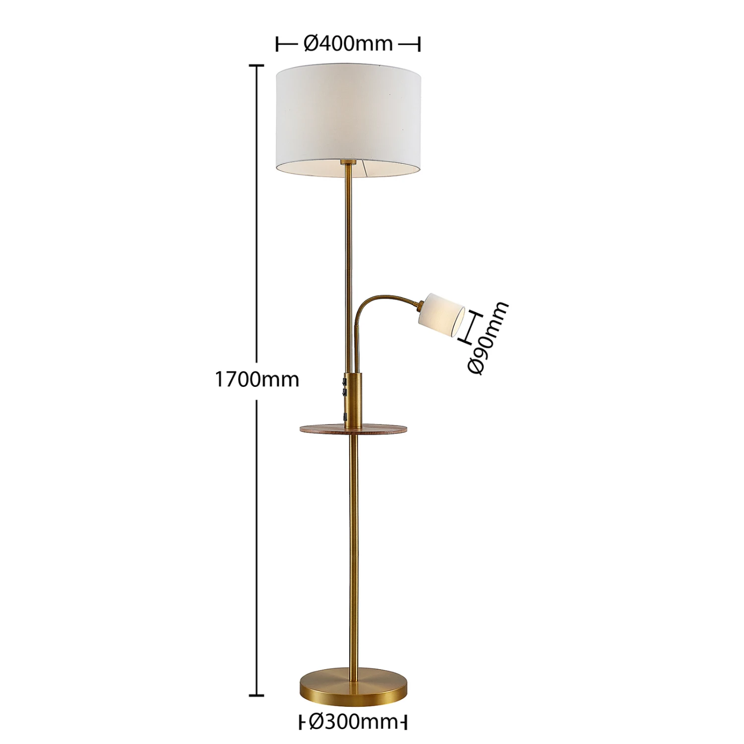 Lindby Aovan Lampadaire à Tablette Et USB, Bronze 6 Lindby Aovan Lampadaire à Tablette Et USB, Bronze – Image 4