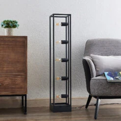 Lindby Xamara Lampadaire, Cadre, Noir, 5 lampes -EGLO || By Rydens || Lucande Soldes 9628015 2