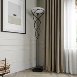 Lindby Lilou Lampadaire Indirect, Brun Ancien -EGLO || By Rydens || Lucande Soldes 9639193 2