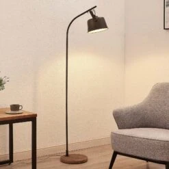 Lindby Rubinjo Lampadaire Pied En Bois, à 1 Lampe