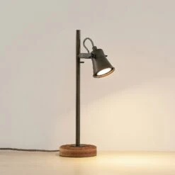 Lindby Grandesa Lampe à Poser Avec Pied En Bois -EGLO || By Rydens || Lucande Soldes 9921025 2