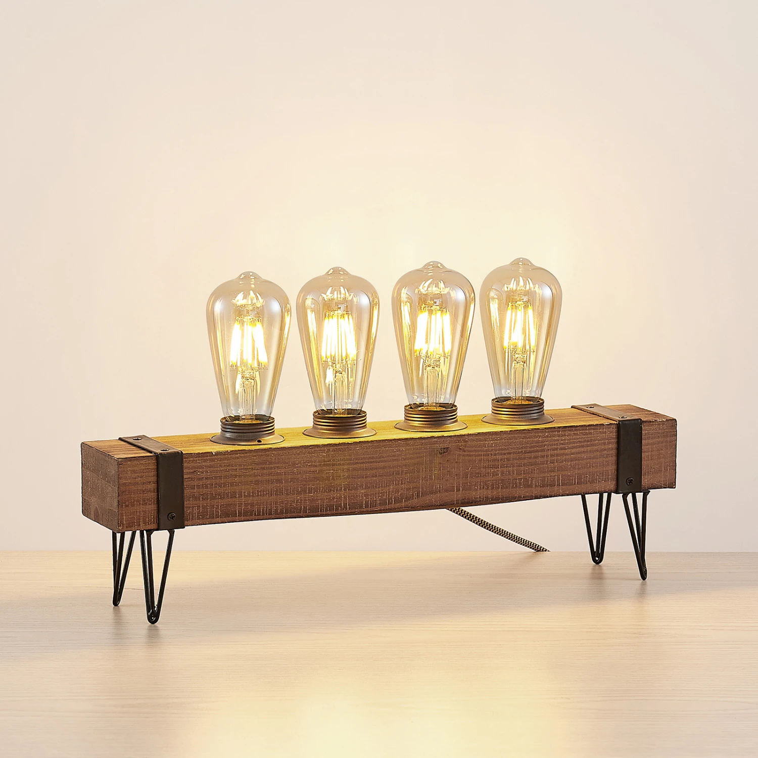 Lindby Sverina Lampe à Poser En Bois, à 4 Lampes 5 Lindby Sverina Lampe à Poser En Bois, à 4 Lampes – Image 3