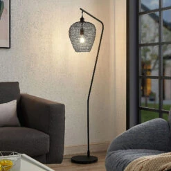 Lindby Benja Lampadaire, Aspect Mailles, Noir