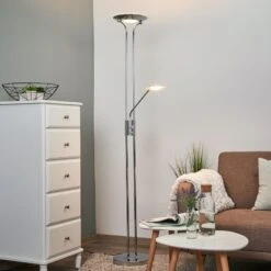Lampadaire LED Aras Avec Liseuse, Chromé