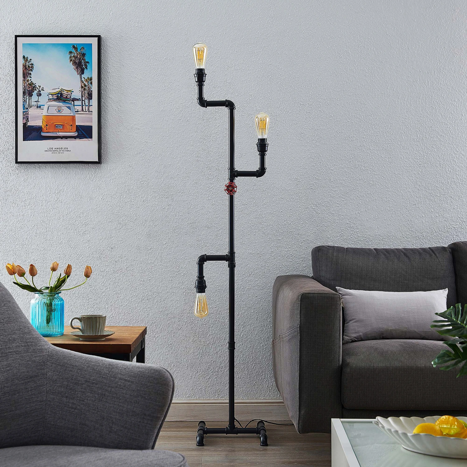 Lindby Gibari Lampadaire Au Design Industriel 4 Lindby Gibari Lampadaire Au Design Industriel – Image 2